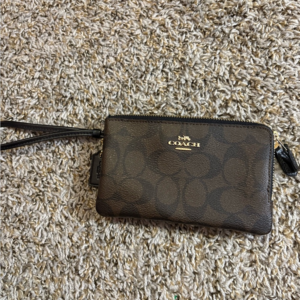 Coach Signature Brown Wristlet